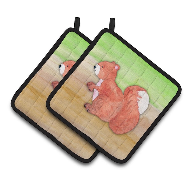 Carolines Treasures Squirrel Watercolor Pair of Pot Holders - BB7431PTHD