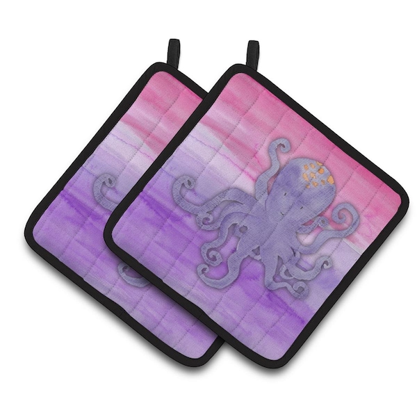 Carolines Treasures Octopus Watercolor Pair of Pot Holders - BB7424PTHD