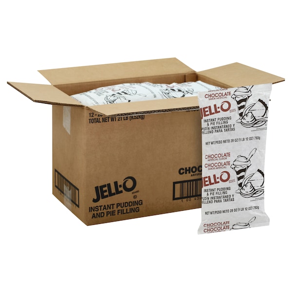 Pudín de chocolate instantáneo Jell-O en bolsa de 1.75 libras, paquete de 12 - 10043000832711.