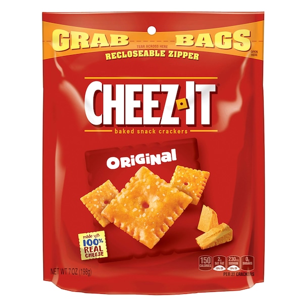 Cheez-It Cheez-It Bolsa de Aperitivos Recerrable Original Galletas 7 oz. Bolsa, Paquete de 6 - 2410020408