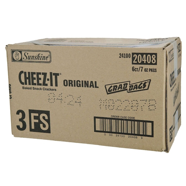 Cheez-It Cheez-It Bolsa de Aperitivos Recerrable Original Galletas 7 oz. Bolsa, Paquete de 6 - 2410020408