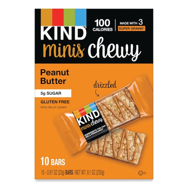 Kind Minis Chewy, Mantequilla de Cacahuate, 0.81 oz, Paquete de 10 - 27895