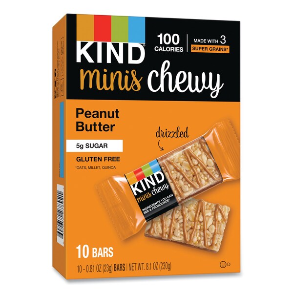 Kind Minis Chewy, Mantequilla de Cacahuate, 0.81 oz, Paquete de 10 - 27895