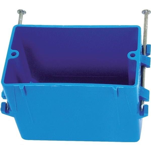 Carlon Outlet Box, 1 -Gang, 4 -Knockout, PVC, Blue, Captive Nail Mounting - B118A