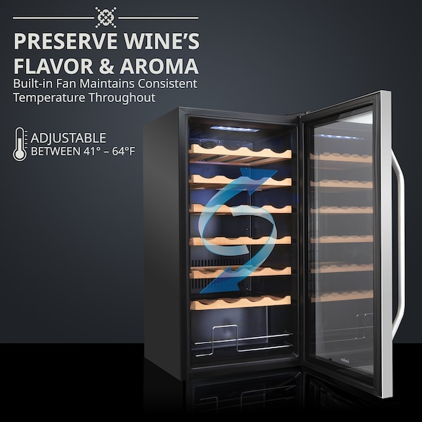 Ivation 28-Bottle Compressor Freestanding Wine Cooler Refrigerator - Stainless Steel - IVFWCC281WSS