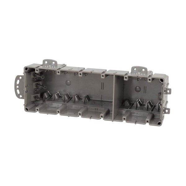 Southwire Romex Multi-Mount Outlet Box, 6-Gang, 16-Knockout, 1/2 in, Polycarbonate, Gray, Wall - MSBMMT6G