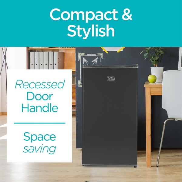 Black & Decker Compact Refrigerator Energy Star Single Door Mini Fridge with Freezer, 3.2 Cubic Feet, Black - BCRK32B