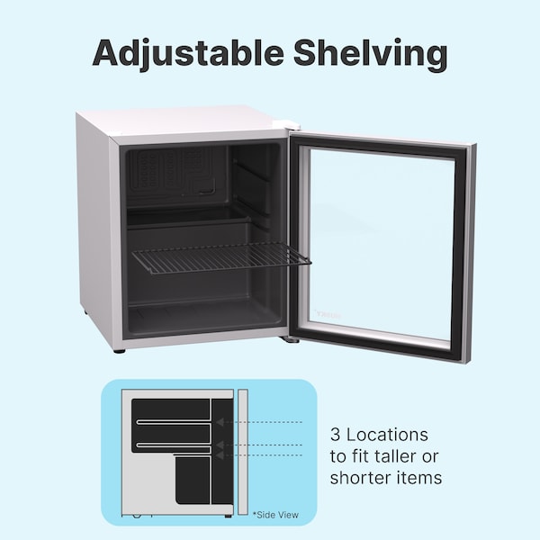 Husky Glass Door 1.6 Cu.Ft/46L Mini Fridge, White - OSFG012-WM