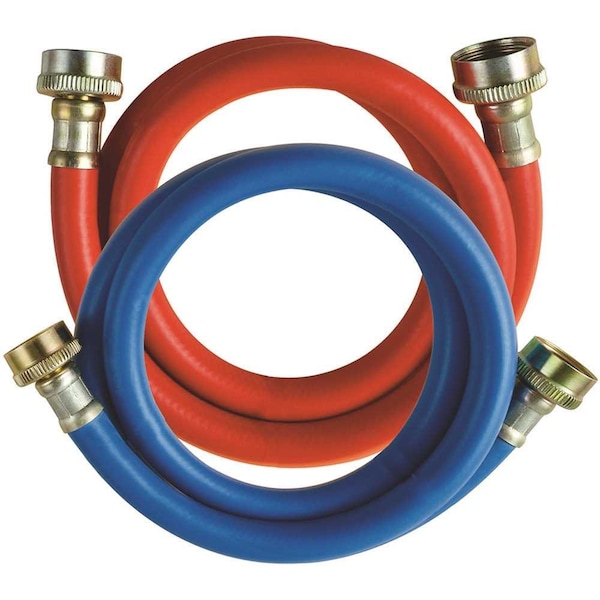 Durapro 4 ft. Red and Blue PVC Washing Machine Fill Hose - Pair - 531070