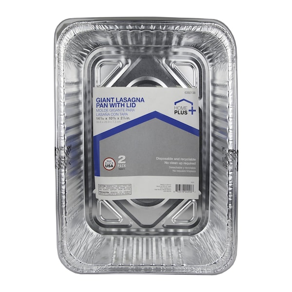 Home Plus Durable Foil 10-5/8  W X 14-7/16  L Lasagna Pan Silver 2 - D89020