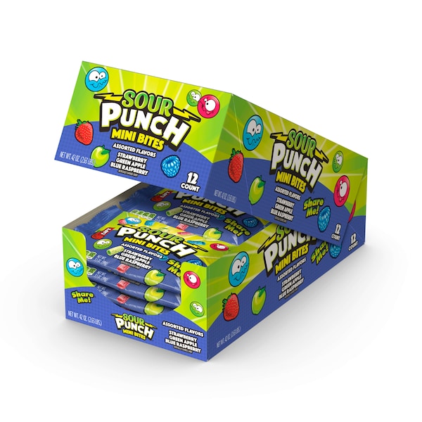 Sour Punch Sorpresa Mordéme Mini Bites Mezcla de sabores surtidos 3.5 oz, Paquete de 144 - 8697