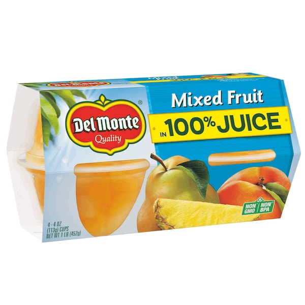 Del Monte en 100% Jugo Frutas Variadas en tazón de plástico de 4 oz, paquete de 24 - 2002265