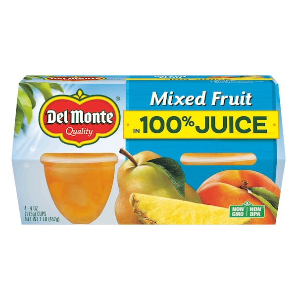 Del Monte en 100% Jugo Frutas Variadas en tazón de plástico de 4 oz, paquete de 24 - 2002265