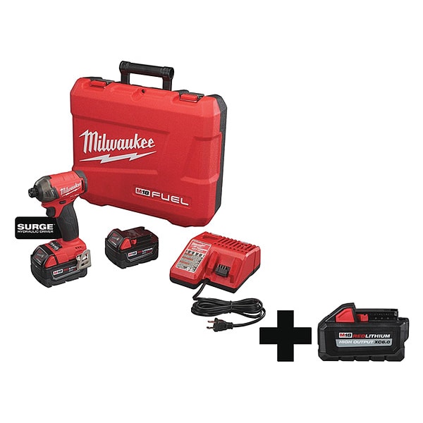 Milwaukee Tool Impact Driver, Pistol Grip, 18VDC, Tool Length: 5" - 2760-22, 48-11-1865