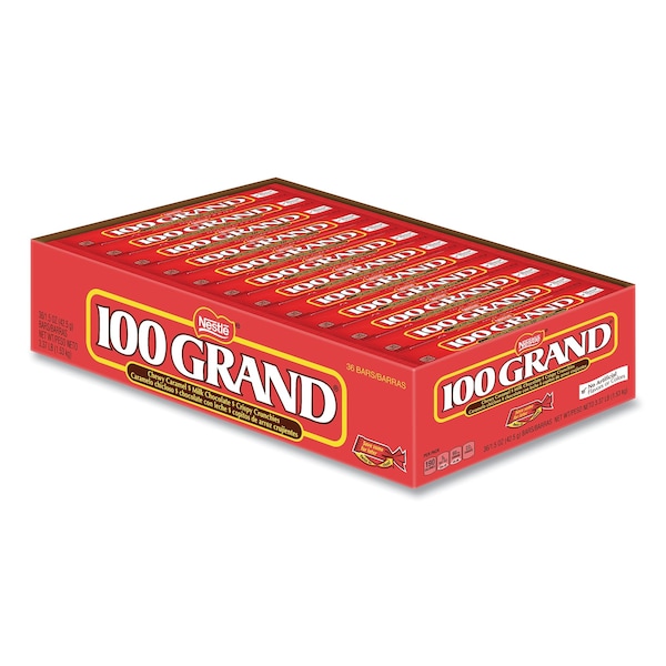 Barritas de caramelo de chocolate 100 Grand, tamaño completo, 1.5 oz, paquete de 36 - 11000599.
