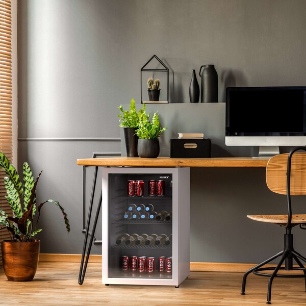 Husky Glass Door 4.6 Cu.Ft/131L Mini Fridge, White - OSFG024-WXL