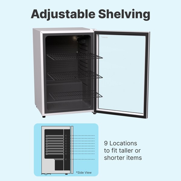 Husky Glass Door 4.6 Cu.Ft/131L Mini Fridge, White - OSFG024-WXL