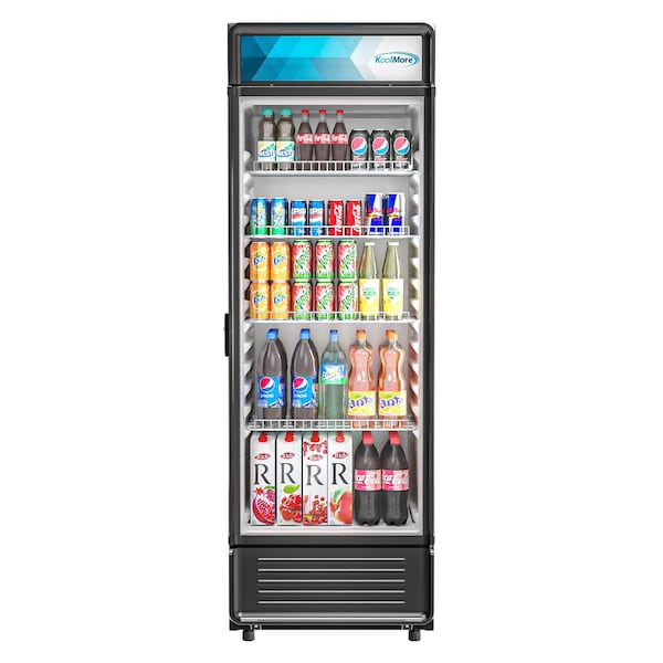 Koolmore Commercial Upright Beverage Refrigerator, Black, 12 cu.ft. Single Swing Door - MDR-1GD-12C