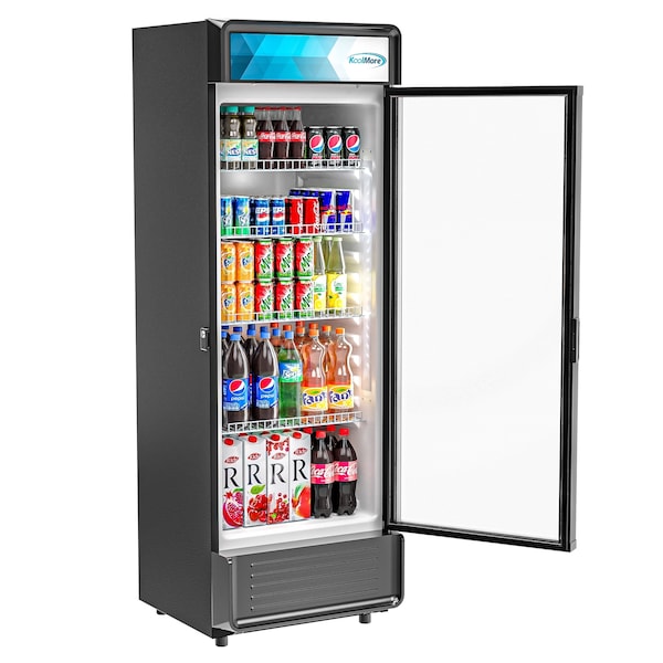 Koolmore Commercial Upright Beverage Refrigerator, Black, 12 cu.ft. Single Swing Door - MDR-1GD-12C