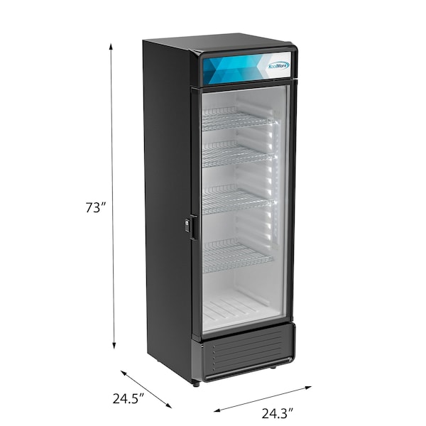 Koolmore Commercial Upright Beverage Refrigerator, Black, 12 cu.ft. Single Swing Door - MDR-1GD-12C