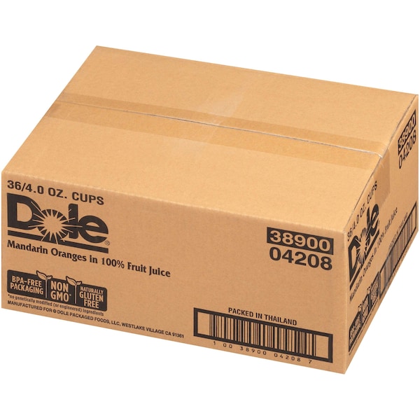 Dole Dole Mandarinas en Jugoso tazón de frutas de 4 oz. Taza, PK36 - 04208