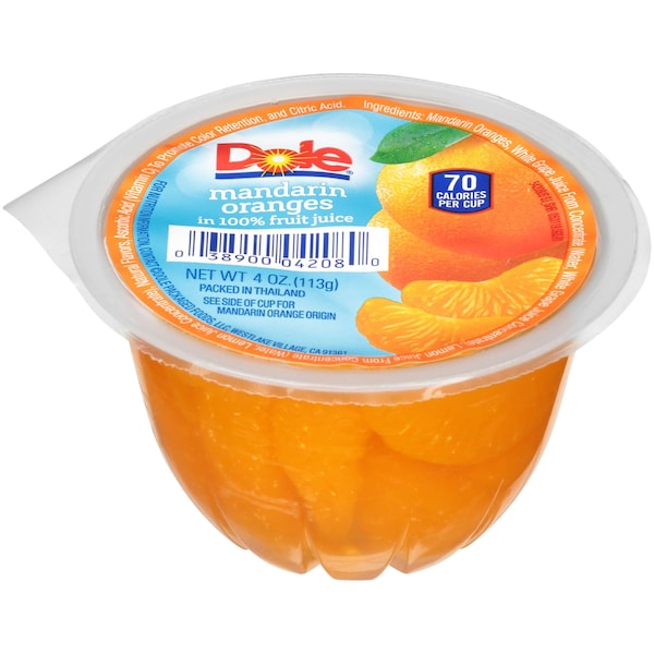 Dole Dole Mandarinas en Jugoso tazón de frutas de 4 oz. Taza, PK36 - 04208