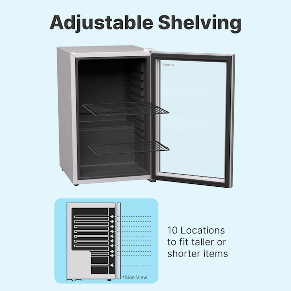 Husky Glass Door 2.4 Cu.Ft/69L Mini Fridge, White - OSFG018-WL