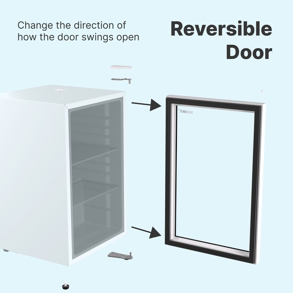 Husky Glass Door 2.4 Cu.Ft/69L Mini Fridge, White - OSFG018-WL