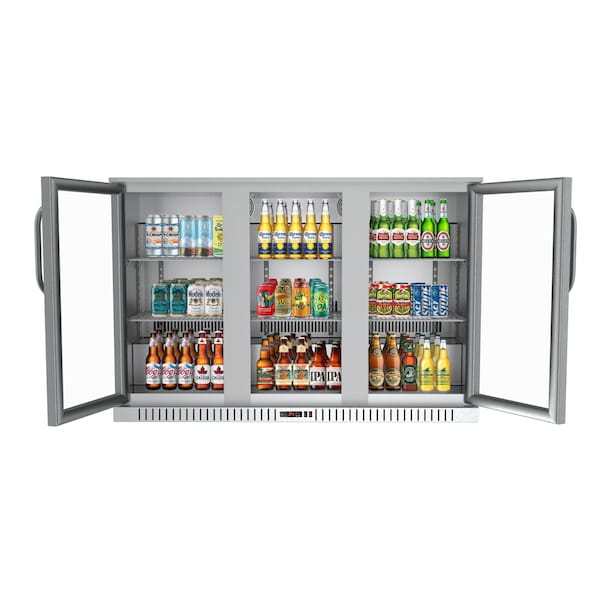 Koolmore 3 Door Stainless Steel Back Bar Cooler Counter Height Glass Door Refrigerator - BC-3DSW-SS