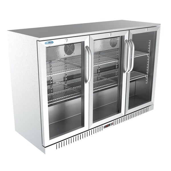 Koolmore 3 Door Stainless Steel Back Bar Cooler Counter Height Glass Door Refrigerator - BC-3DSW-SS