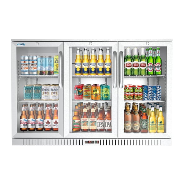 Koolmore 3 Door Stainless Steel Back Bar Cooler Counter Height Glass Door Refrigerator - BC-3DSW-SS