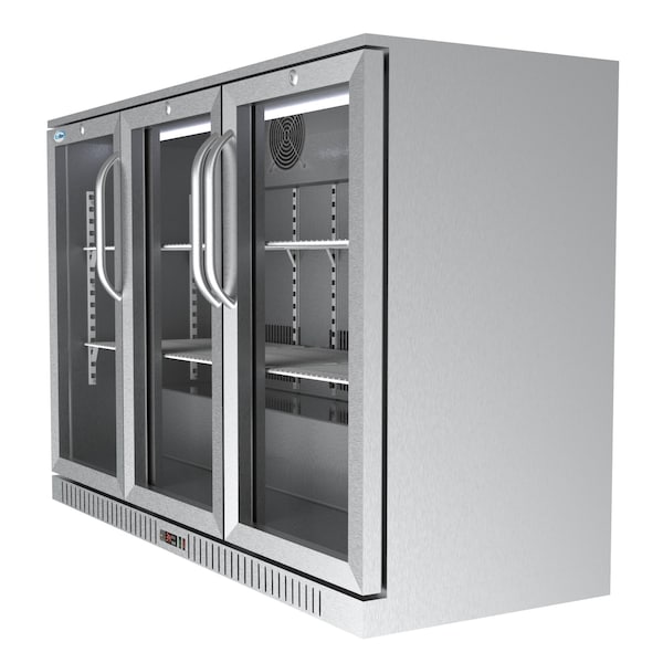 Koolmore 3 Door Stainless Steel Back Bar Cooler Counter Height Glass Door Refrigerator - BC-3DSW-SS
