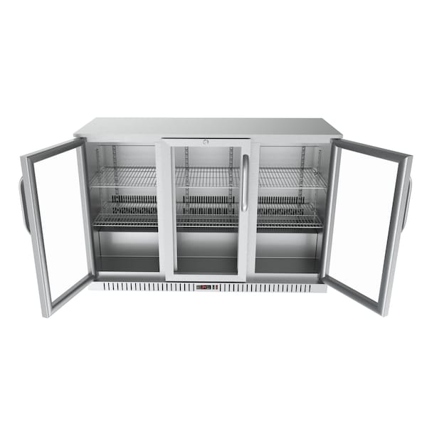 Koolmore 3 Door Stainless Steel Back Bar Cooler Counter Height Glass Door Refrigerator - BC-3DSW-SS