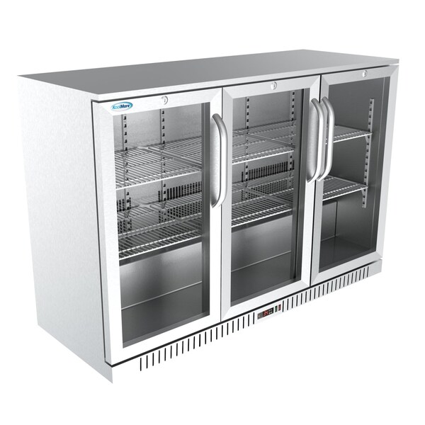 Koolmore 3 Door Stainless Steel Back Bar Cooler Counter Height Glass Door Refrigerator - BC-3DSW-SS