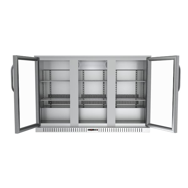 Koolmore 3 Door Stainless Steel Back Bar Cooler Counter Height Glass Door Refrigerator - BC-3DSW-SS