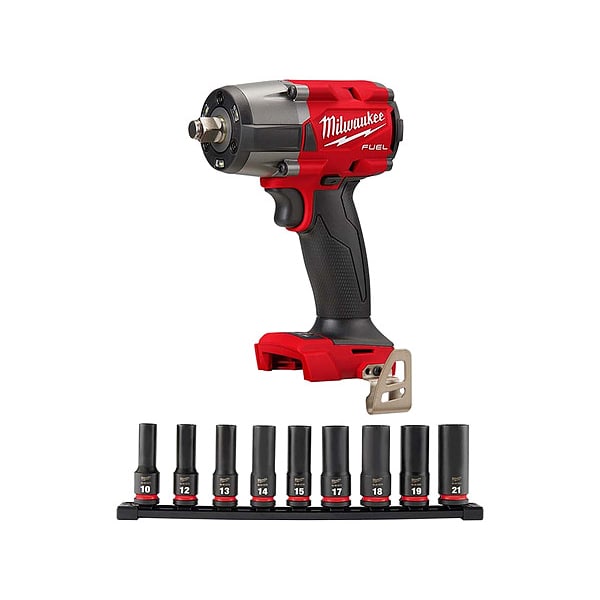 Milwaukee Tool M18 FUEL 1/2" MTIW + 9PC MET Socket Set - 2962-20, 49-66-7032