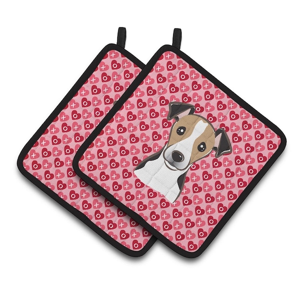 Carolines Treasures Jack Russell Terrier Hearts Pair of Pot Holders - BB5331PTHD