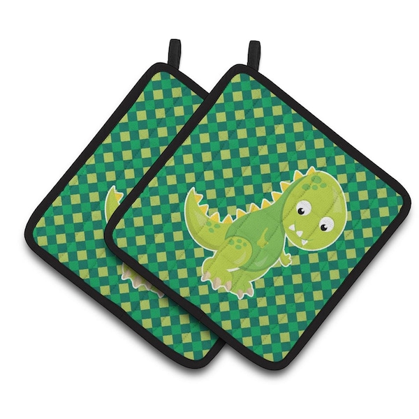 Carolines Treasures Iguanodon Dinosaur Pair of Pot Holders - BB6895PTHD