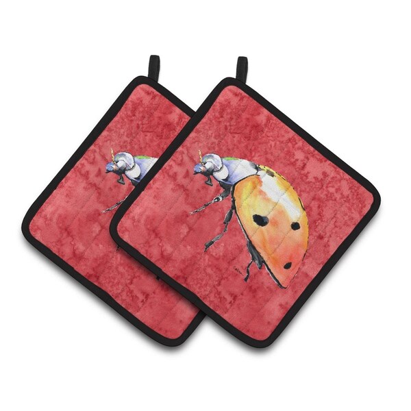 Carolines Treasures Lady Bug on Red Pair of Pot Holders - 8868PTHD