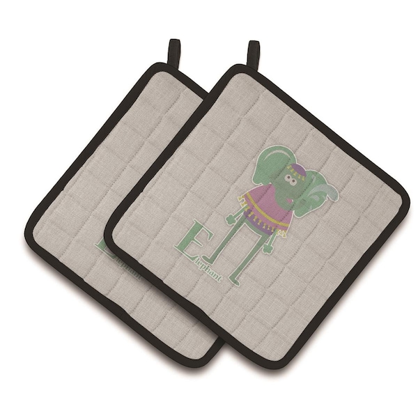 Carolines Treasures Alphabet E For Elephant Pair of Pot Holders - BB5730PTHD
