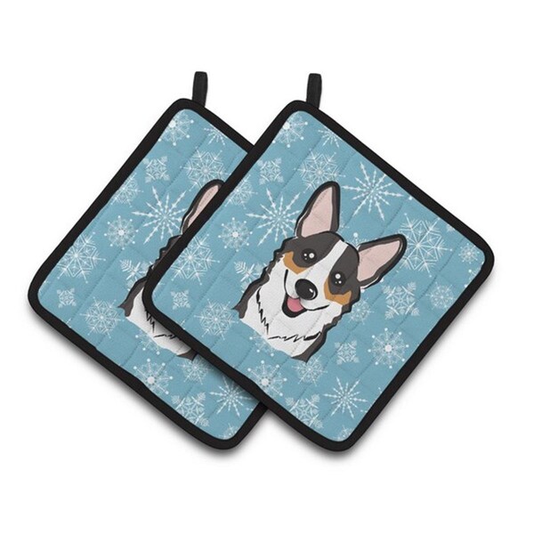 Carolines Treasures Snowflake Tricolor Corgi Pair of Pot Holders, 7.5 x 3 x 7.5 in. - BB1689PTHD
