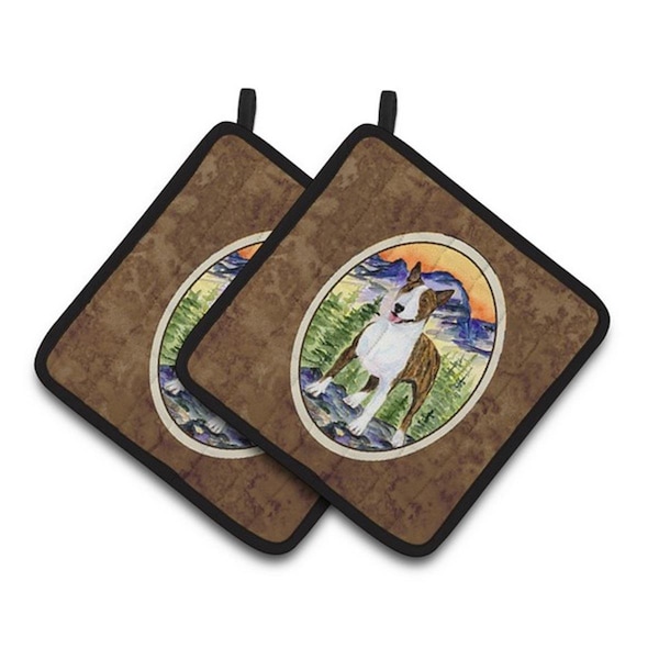 Carolines Treasures Bull Terrier Pair of Pot Holders, 7.5 x 3 x 7.5 in. - SS8167PTHD