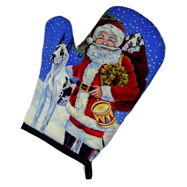 Carolines Treasures Harlequin Great Dane with Santa Claus Oven Mitt - 7083OVMT