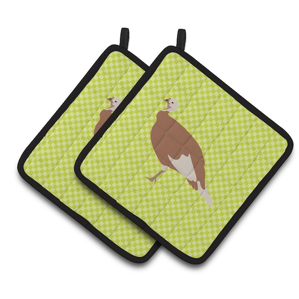 Carolines Treasures Jersey Buff Turkey Hen Green Pair of Pot Holders - BB7810PTHD
