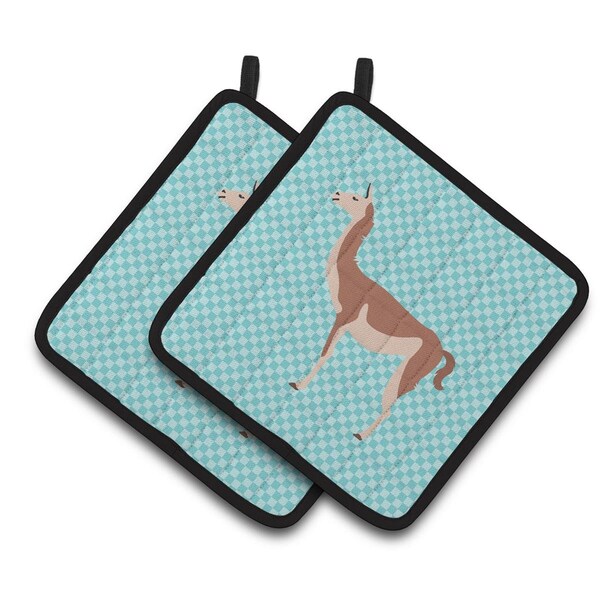 Carolines Treasures Guanaco Blue Check Pair of Pot Holders - BB8095PTHD