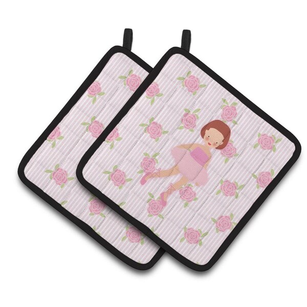 Carolines Treasures Ballerina Red Short Hair Pair of Pot Holders - BB5191PTHD