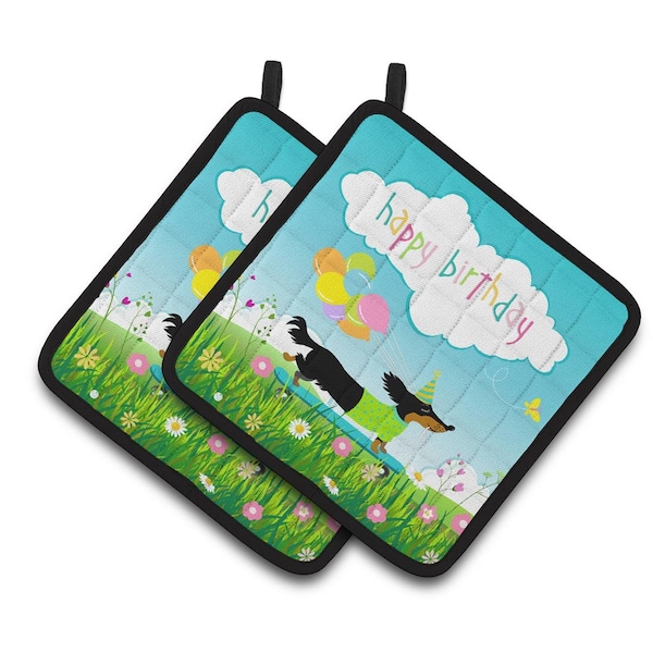 Carolines Treasures Happy Birthday Dachshund Pair of Pot Holders - VHA3029PTHD