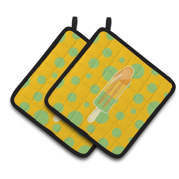 Carolines Treasures Ice Pop Popsicle Orange Green Pair of Pot Holders - BB7064PTHD