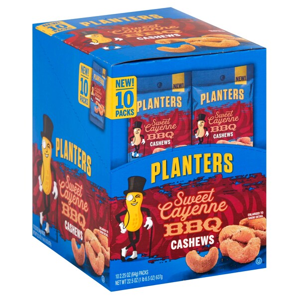 Planters Sweet Cayenne Barbecue Cashew 2.25 oz. Tubo, Paquete de 30 - 10029000025834