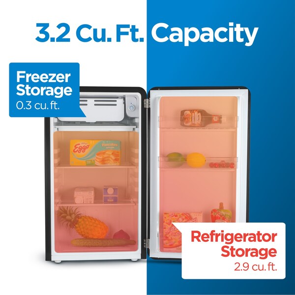 Commercial Cool Retro 3.2 cu. ft. Freestanding Mini Fridge with Freezer - CCRR32HB